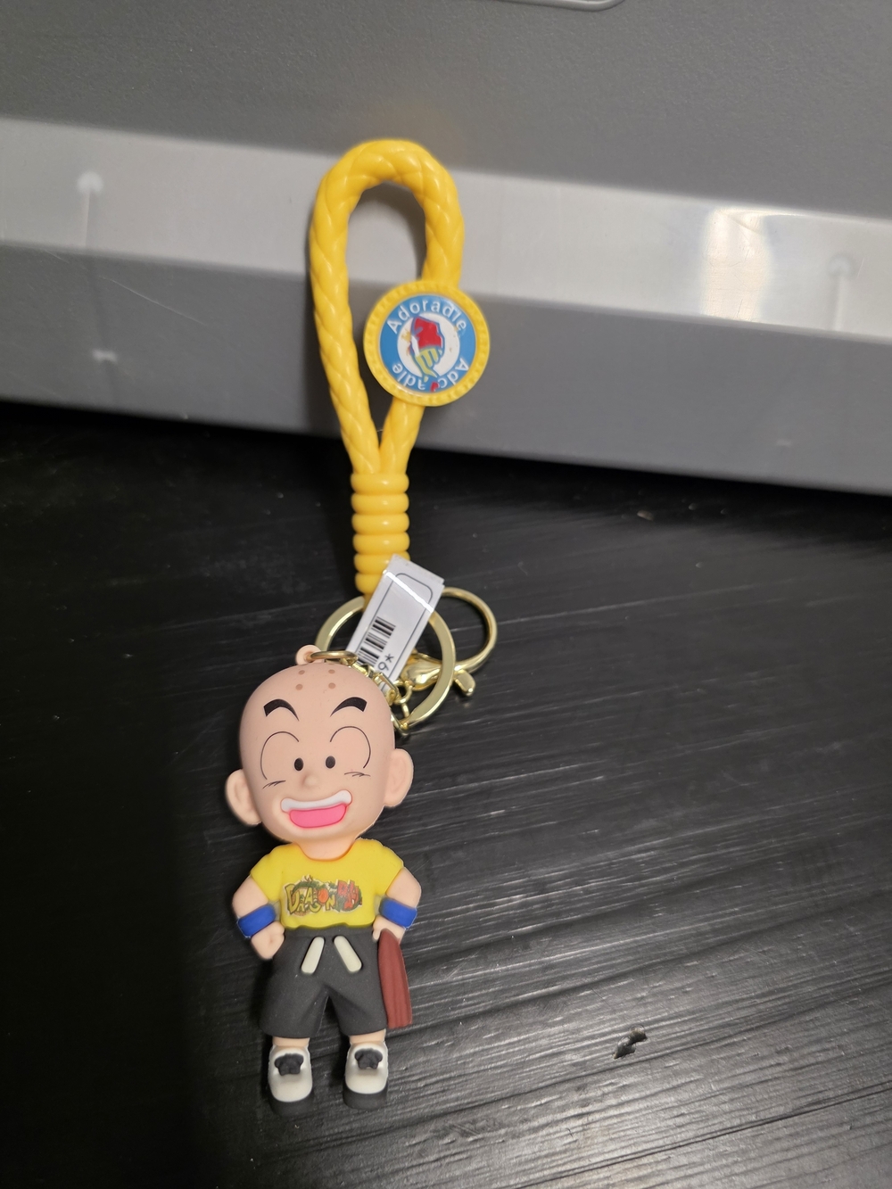 Dragon Ball Krillin Clip-On Plastic Keychain w/ Yellow Strap - Anime & Manga